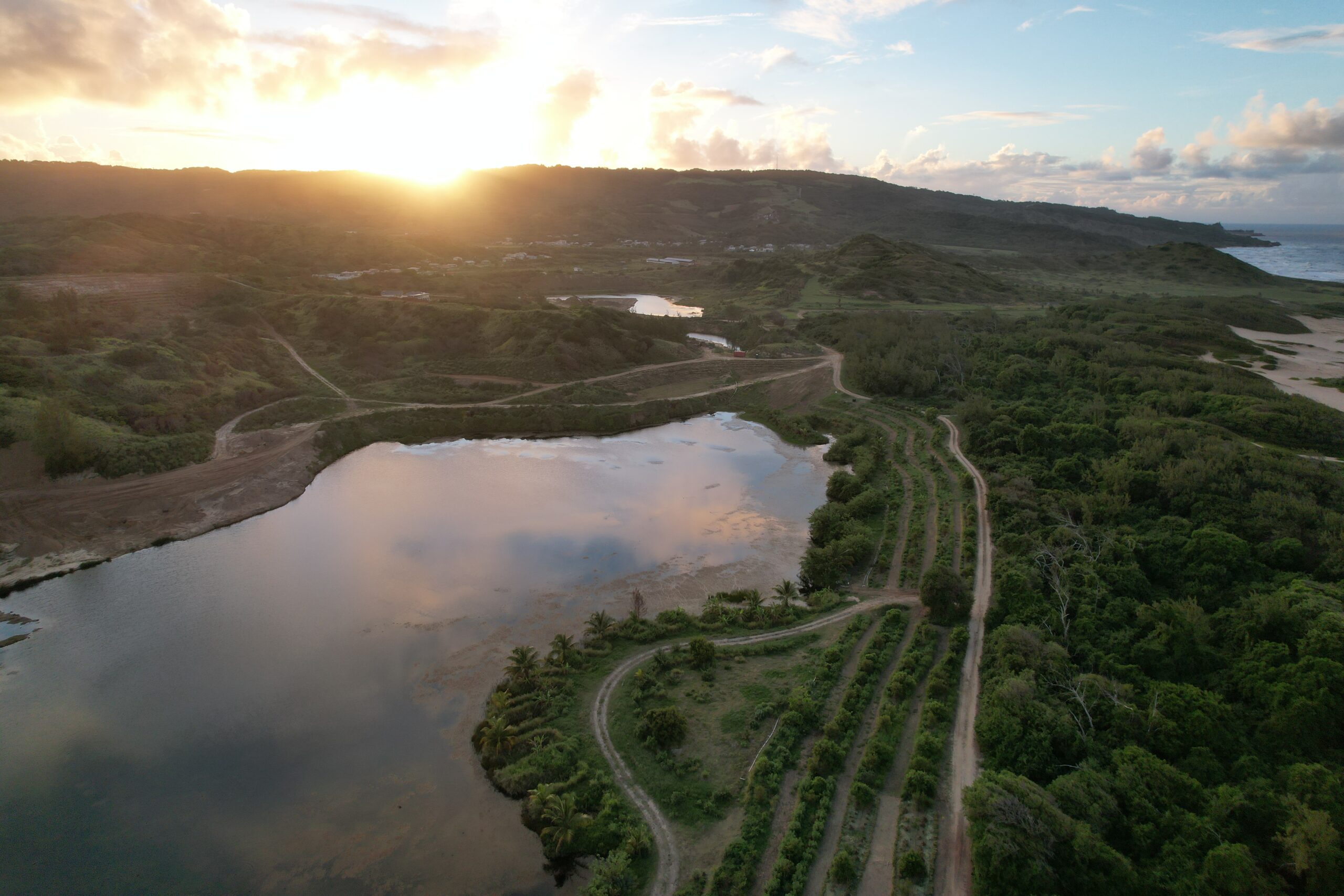 Sunrise over the beautiful south lake at Walkers Reserve, St. Andrew, Barbados